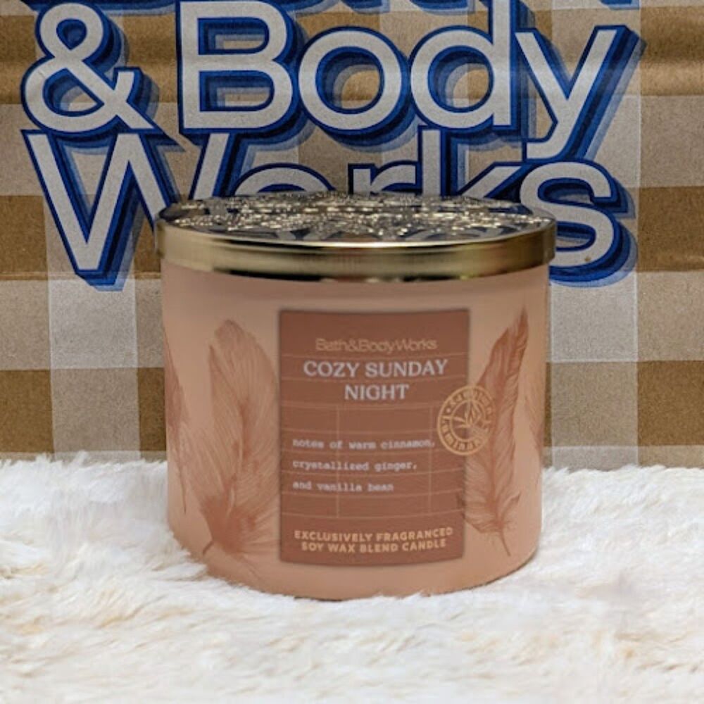 Bath & Body Works BBW Cozy Sunday Night 3 Wick Scented Candle